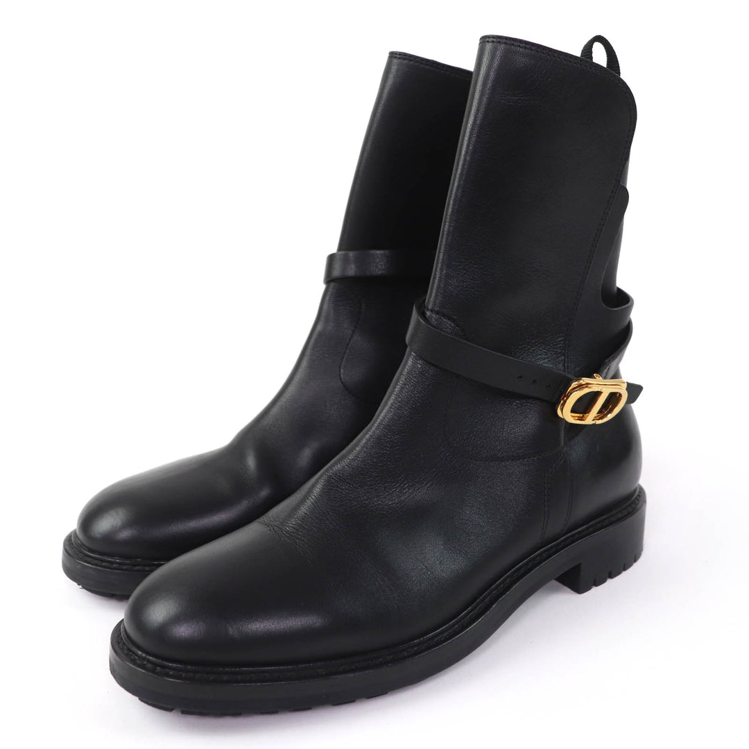 Great Christian Dior short boots EMPREINTE black leather Women 38