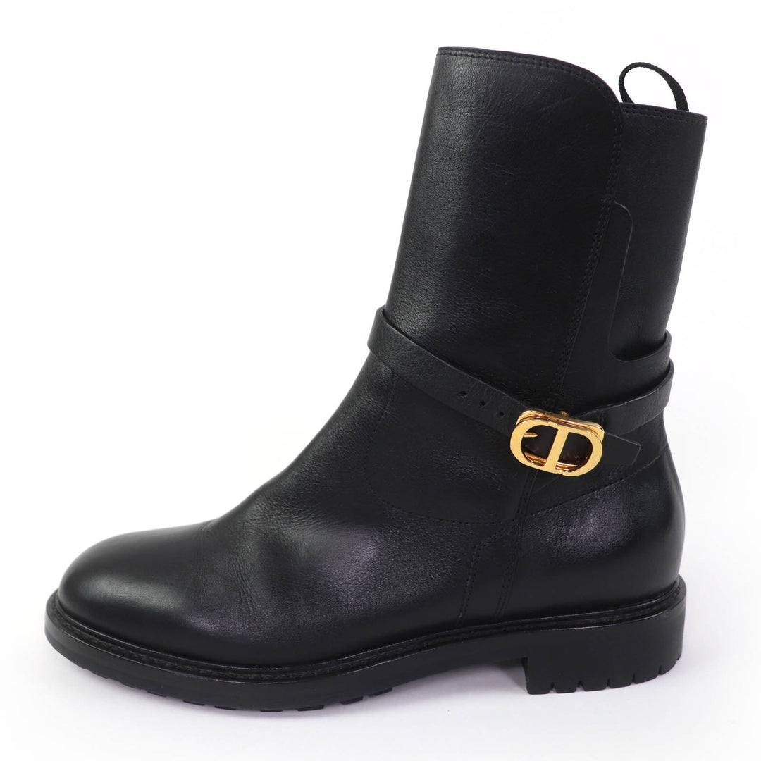 Great Christian Dior short boots EMPREINTE black leather Women 38
