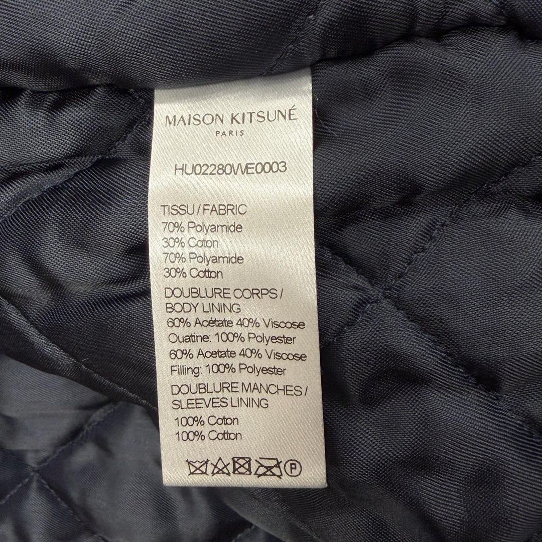 Pristine MAISON KITSUNE mountain hoodie Navy polyamide mens S HU02280WE 0003