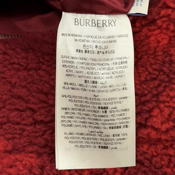 Excellent BURBERRY Jacket Reversible Check Pattern Boa Red acrylic 34 8077407