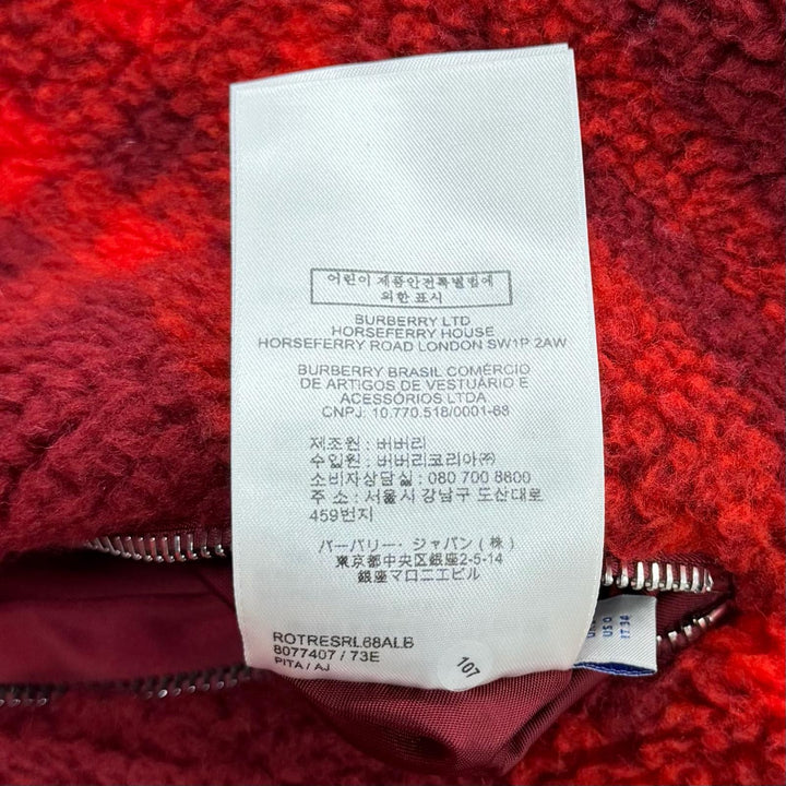 Excellent BURBERRY Jacket Reversible Check Pattern Boa Red acrylic 34 8077407