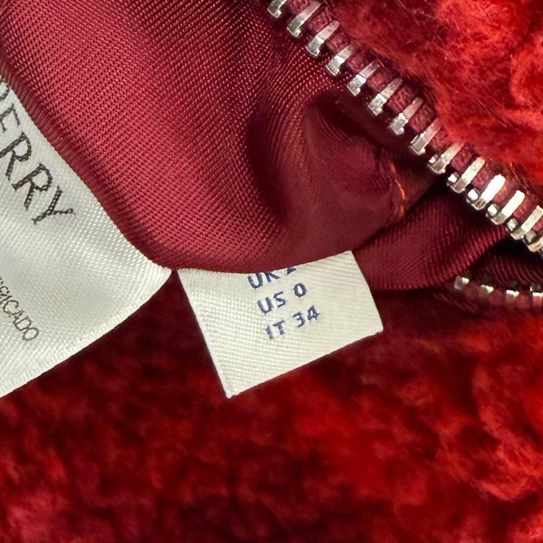Excellent BURBERRY Jacket Reversible Check Pattern Boa Red acrylic 34 8077407