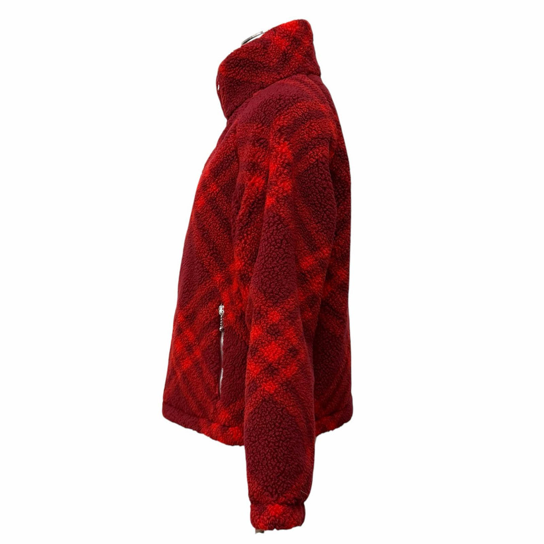 Excellent BURBERRY Jacket Reversible Check Pattern Boa Red acrylic 34 8077407