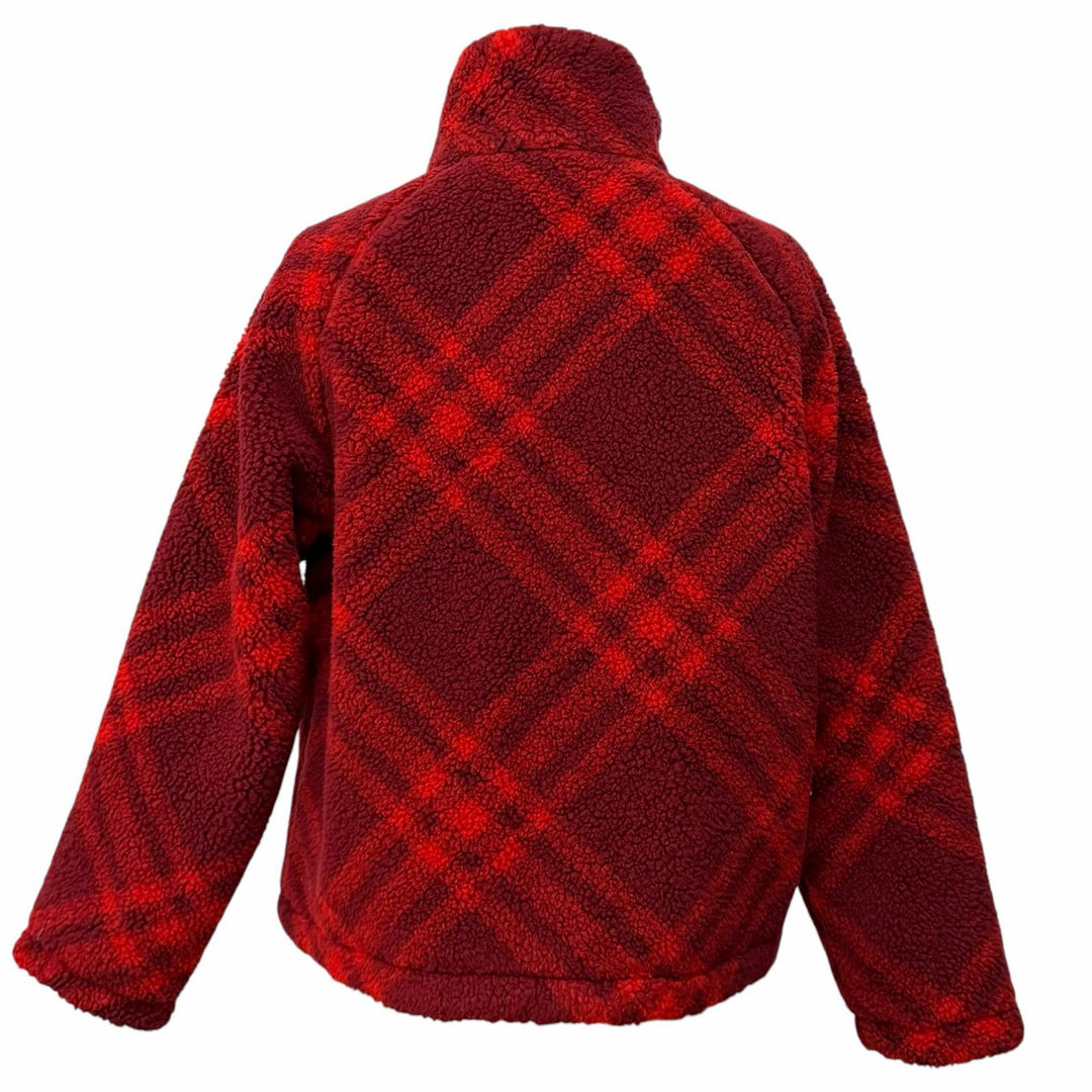 Excellent BURBERRY Jacket Reversible Check Pattern Boa Red acrylic 34 8077407
