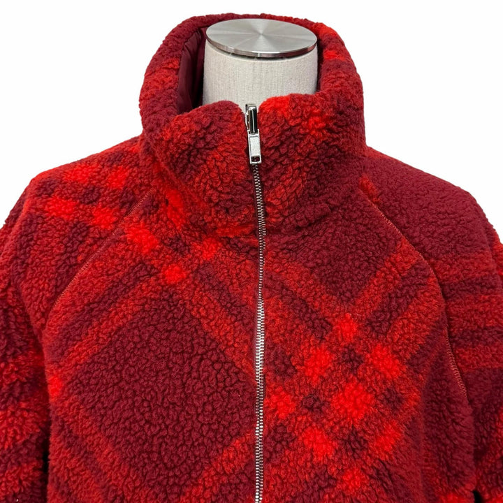 Excellent BURBERRY Jacket Reversible Check Pattern Boa Red acrylic 34 8077407