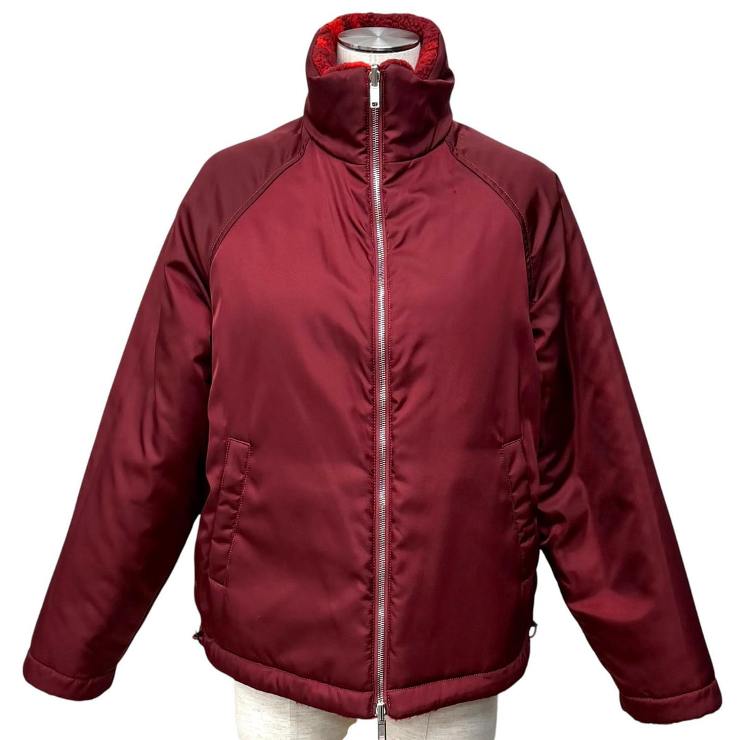 Excellent BURBERRY Jacket Reversible Check Pattern Boa Red acrylic 34 8077407