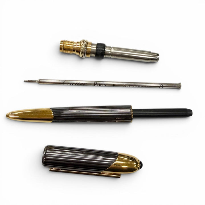 Very Good Cartier Ballpoint pen Cougar de Cartier Trinity black Colored stone