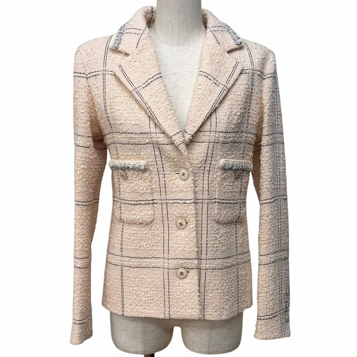Excellent CHANEL Jacket COCO Buttoned Tweed with Checkered Pattern 36 P71173
