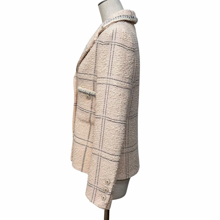 Excellent CHANEL Jacket COCO Buttoned Tweed with Checkered Pattern 36 P71173