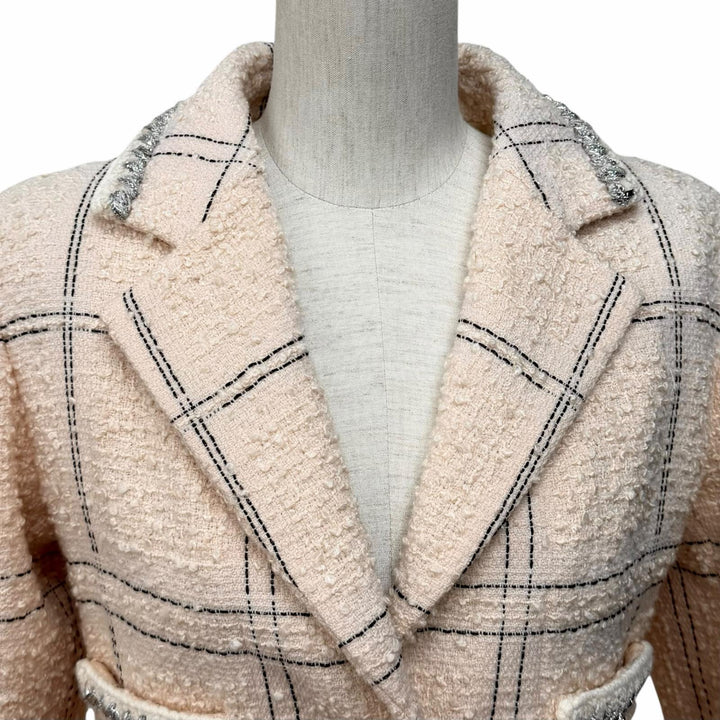 Excellent CHANEL Jacket COCO Buttoned Tweed with Checkered Pattern 36 P71173