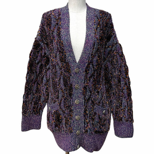 Excellent CHANEL cardigan Purple Viscose Women 38 P73870