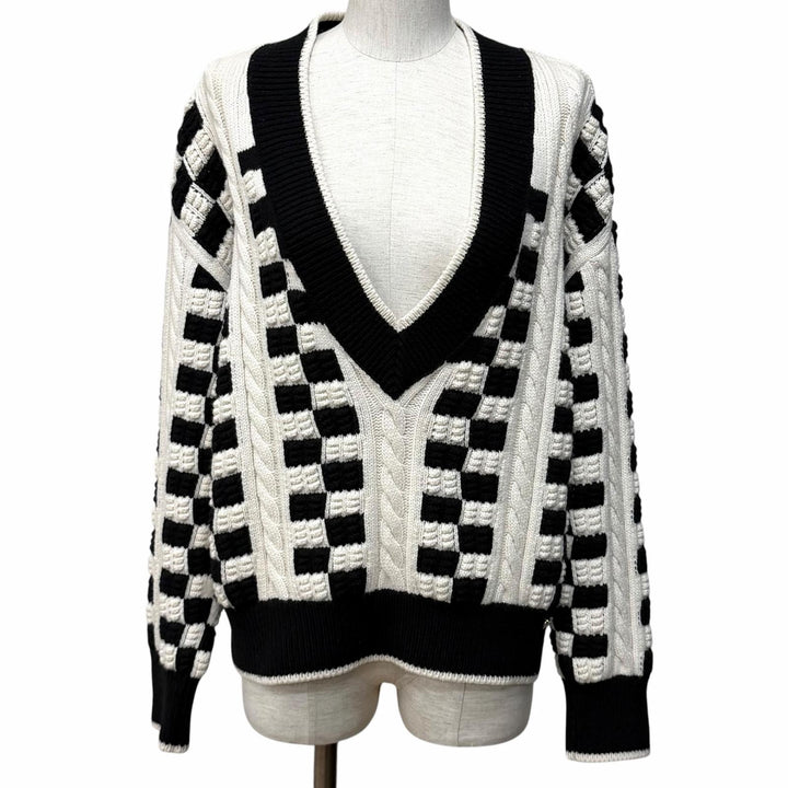 Excellent CHANEL sweater off white cashmere Women 42 P74123