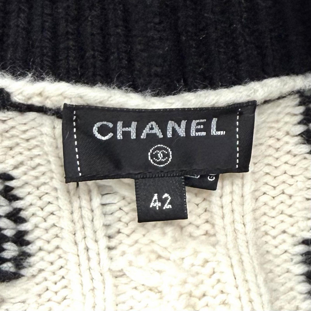 Excellent CHANEL sweater off white cashmere Women 42 P74123