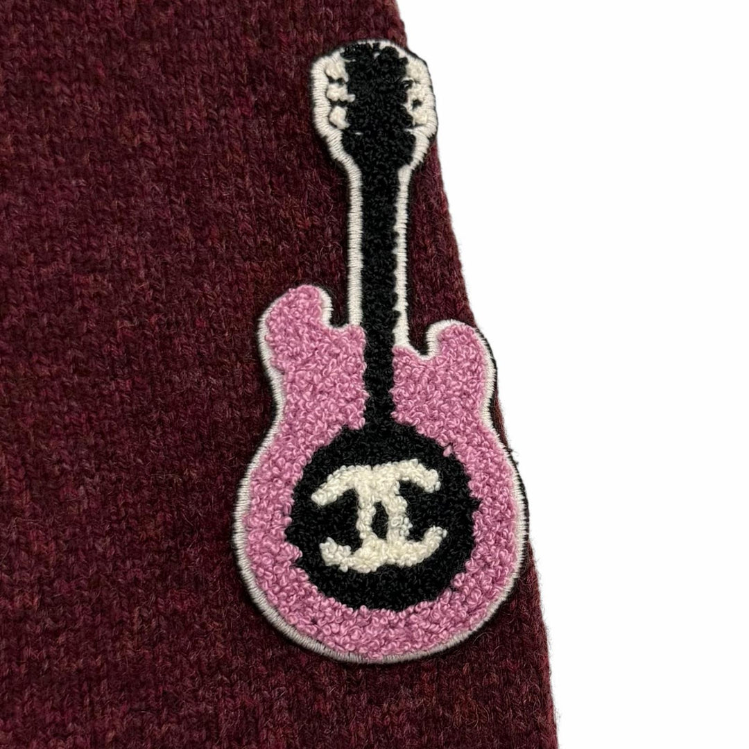 Excellent CHANEL knit Bordeaux cashmere Women 38 P77562