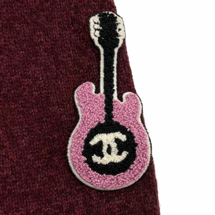 Excellent CHANEL knit Bordeaux cashmere Women 38 P77562