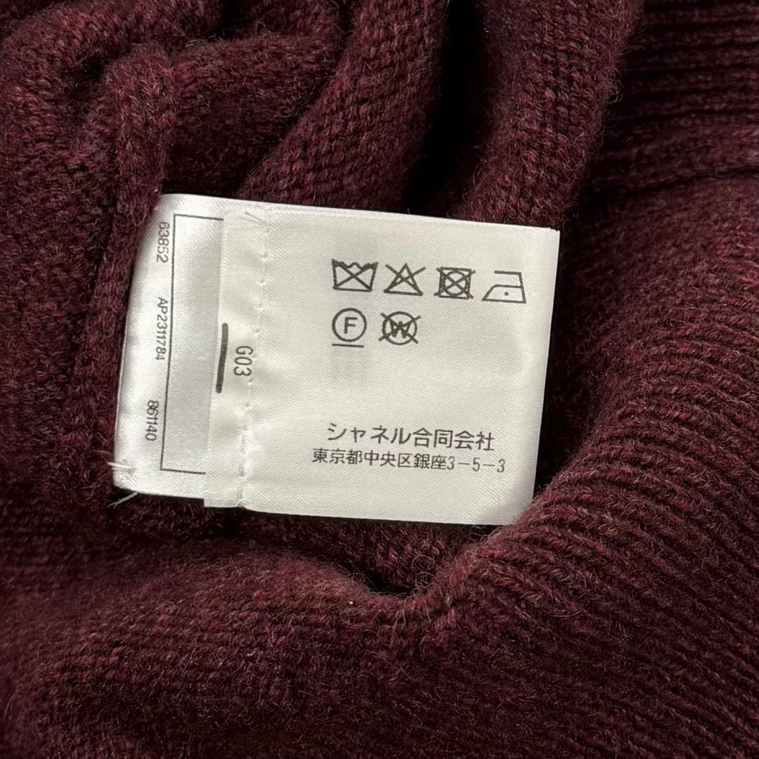 Excellent CHANEL knit Bordeaux cashmere Women 38 P77562