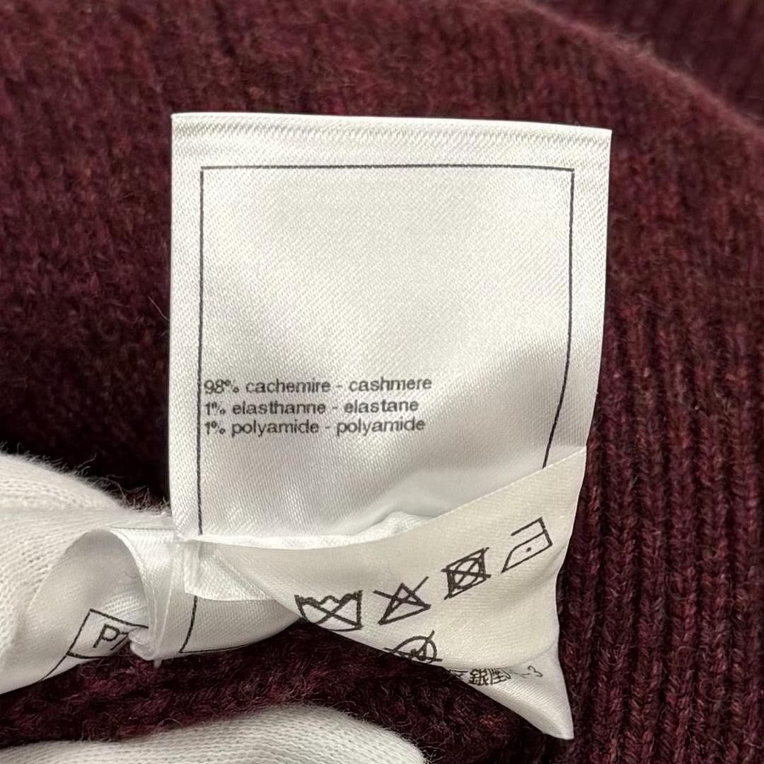 Excellent CHANEL knit Bordeaux cashmere Women 38 P77562