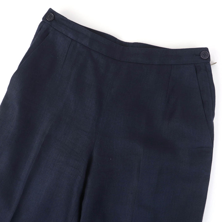 Great HERMES Pants Margiela period H button center press Navy linen Women 40