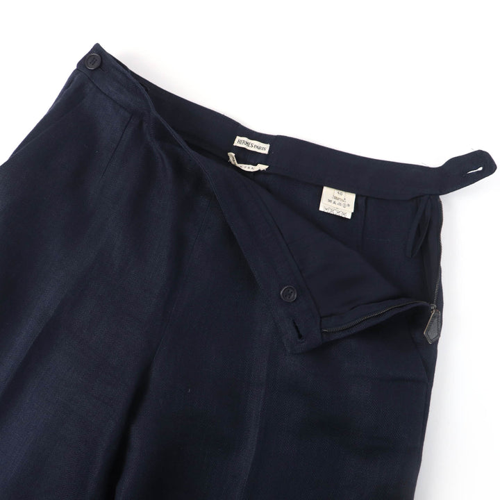 Great HERMES Pants Margiela period H button center press Navy linen Women 40