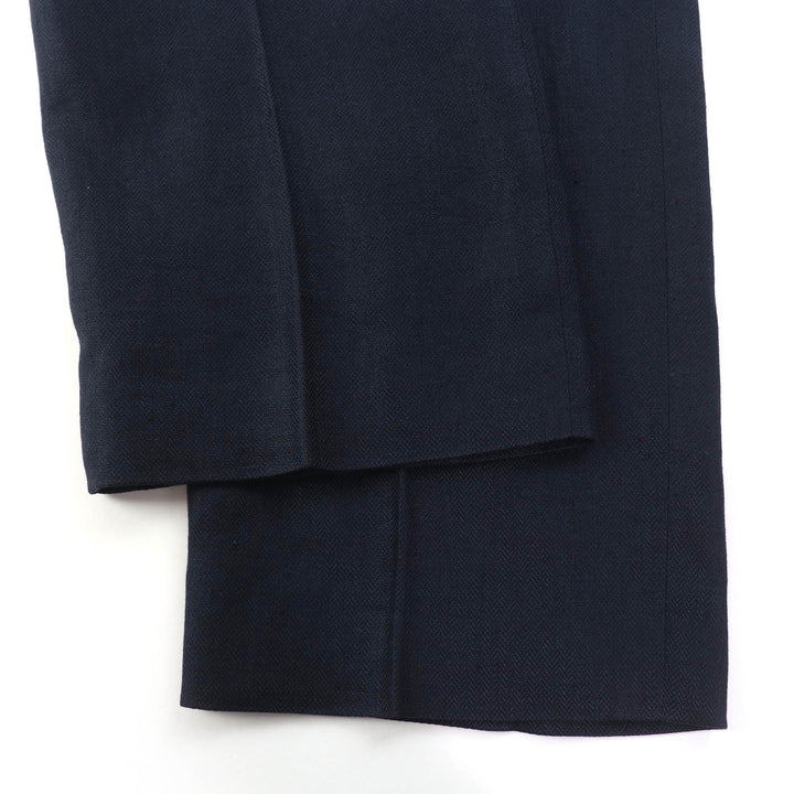Great HERMES Pants Margiela period H button center press Navy linen Women 40