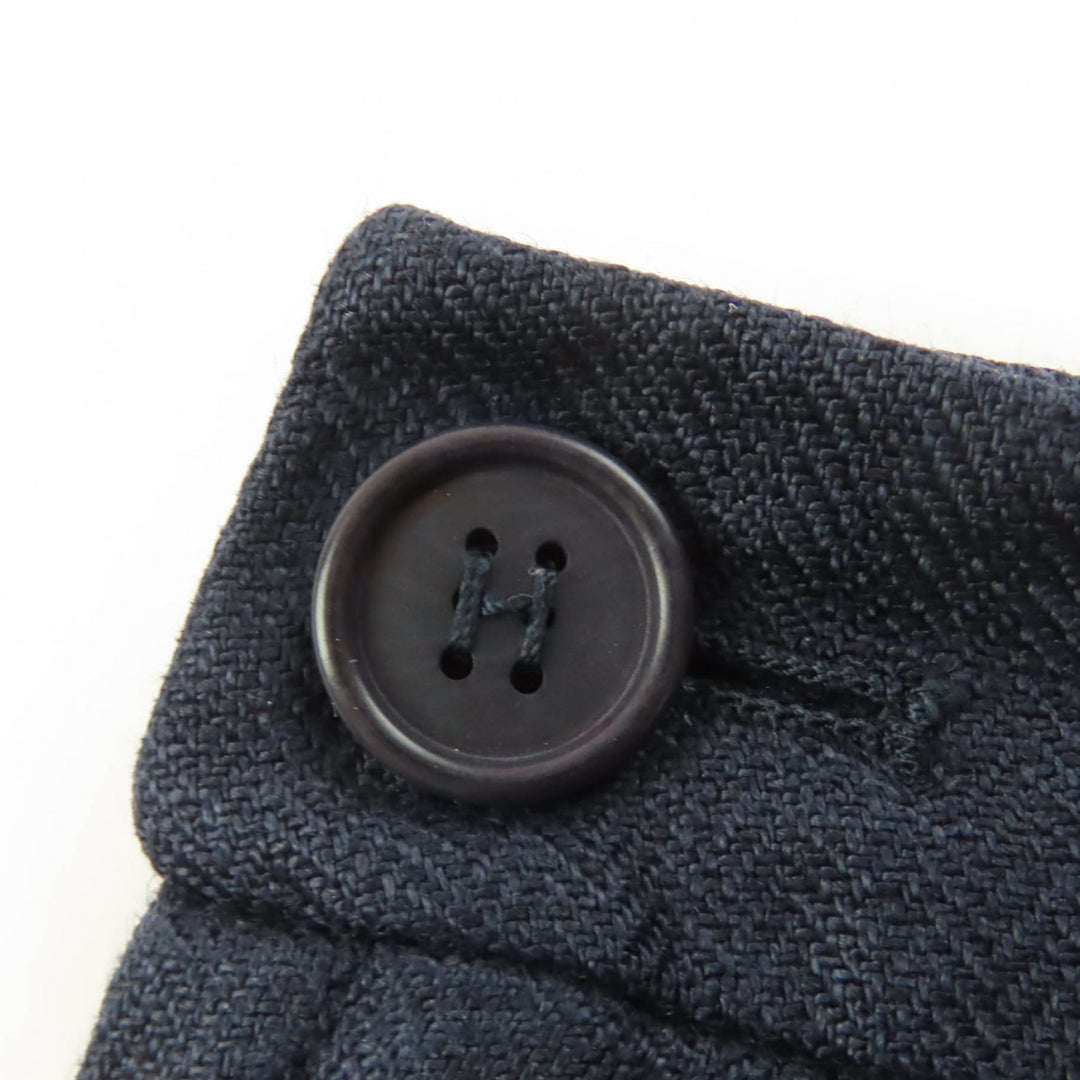 Great HERMES Pants Margiela period H button center press Navy linen Women 40
