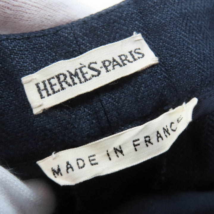 Great HERMES Pants Margiela period H button center press Navy linen Women 40