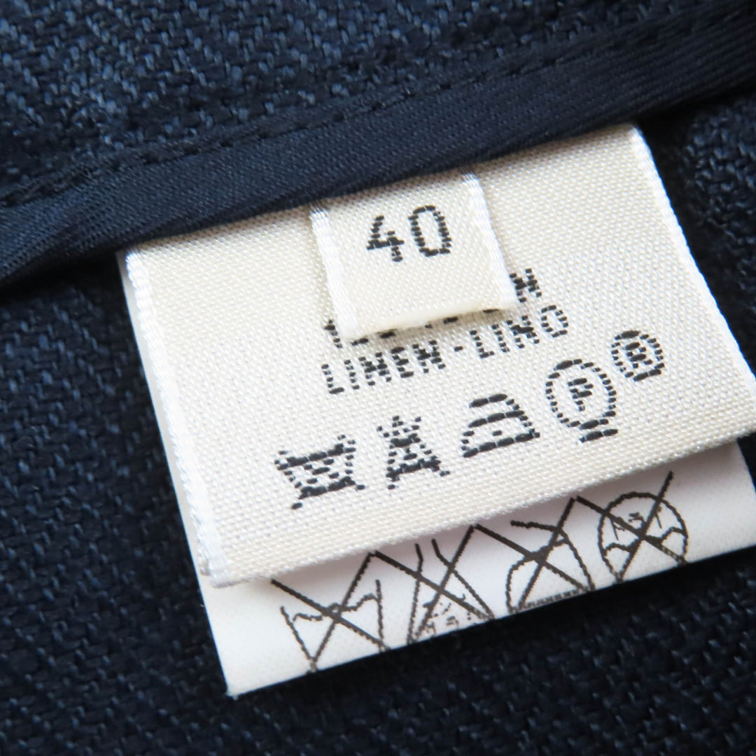 Great HERMES Pants Margiela period H button center press Navy linen Women 40