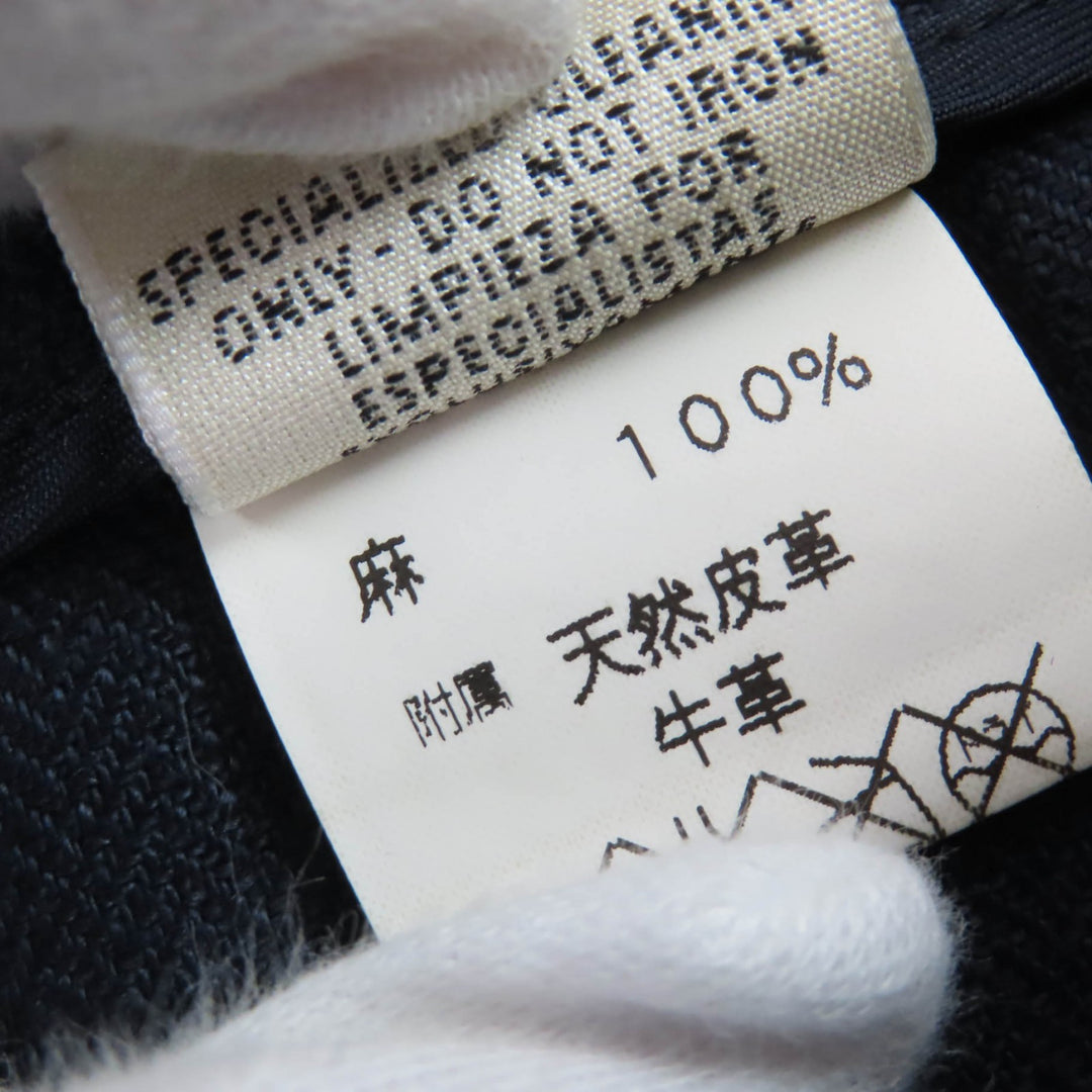Great HERMES Pants Margiela period H button center press Navy linen Women 40