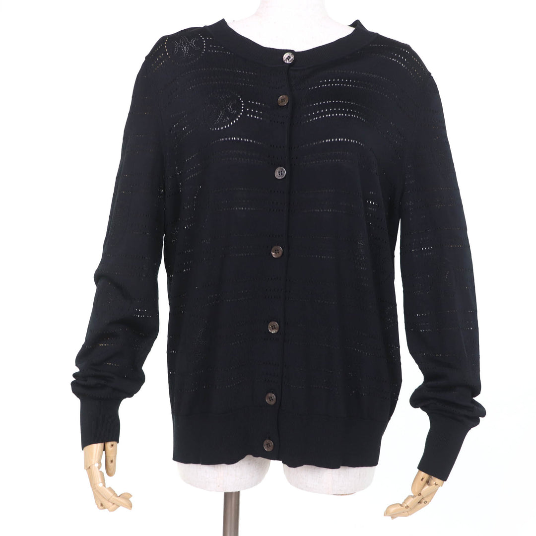 Excellent HERMES cardigan Serie Button H-Lift Long Sleeve Knit black Women 44