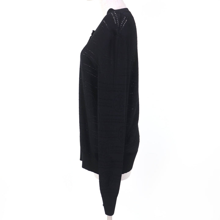 Excellent HERMES cardigan Serie Button H-Lift Long Sleeve Knit black Women 44