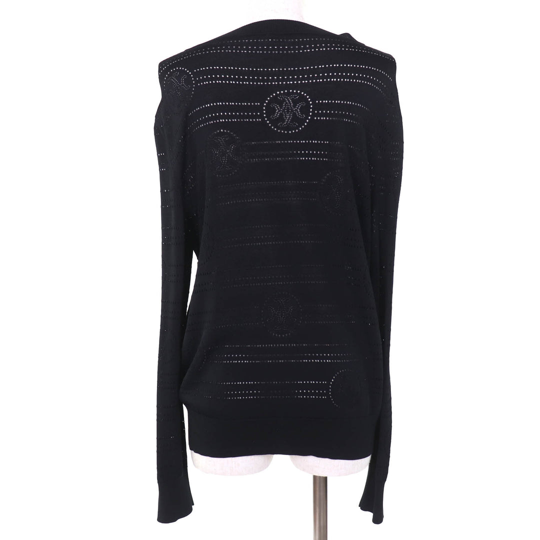 Excellent HERMES cardigan Serie Button H-Lift Long Sleeve Knit black Women 44