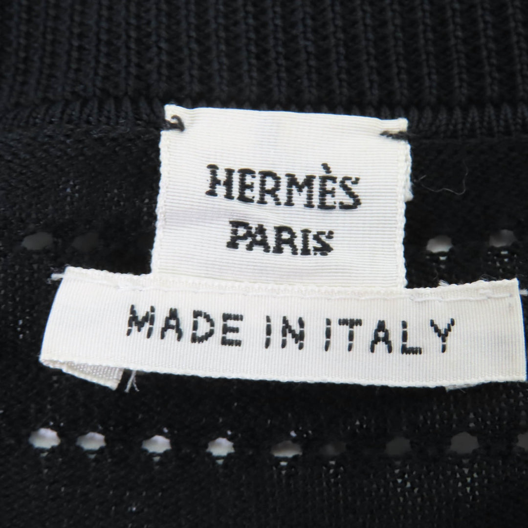 Excellent HERMES cardigan Serie Button H-Lift Long Sleeve Knit black Women 44