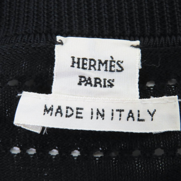Excellent HERMES cardigan Serie Button H-Lift Long Sleeve Knit black Women 44