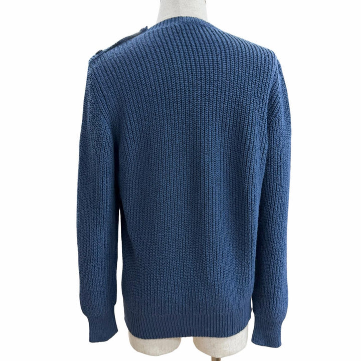 Great Loro Piana sweater Crew Neck Long Sleeve Knit blue cotton mens 48