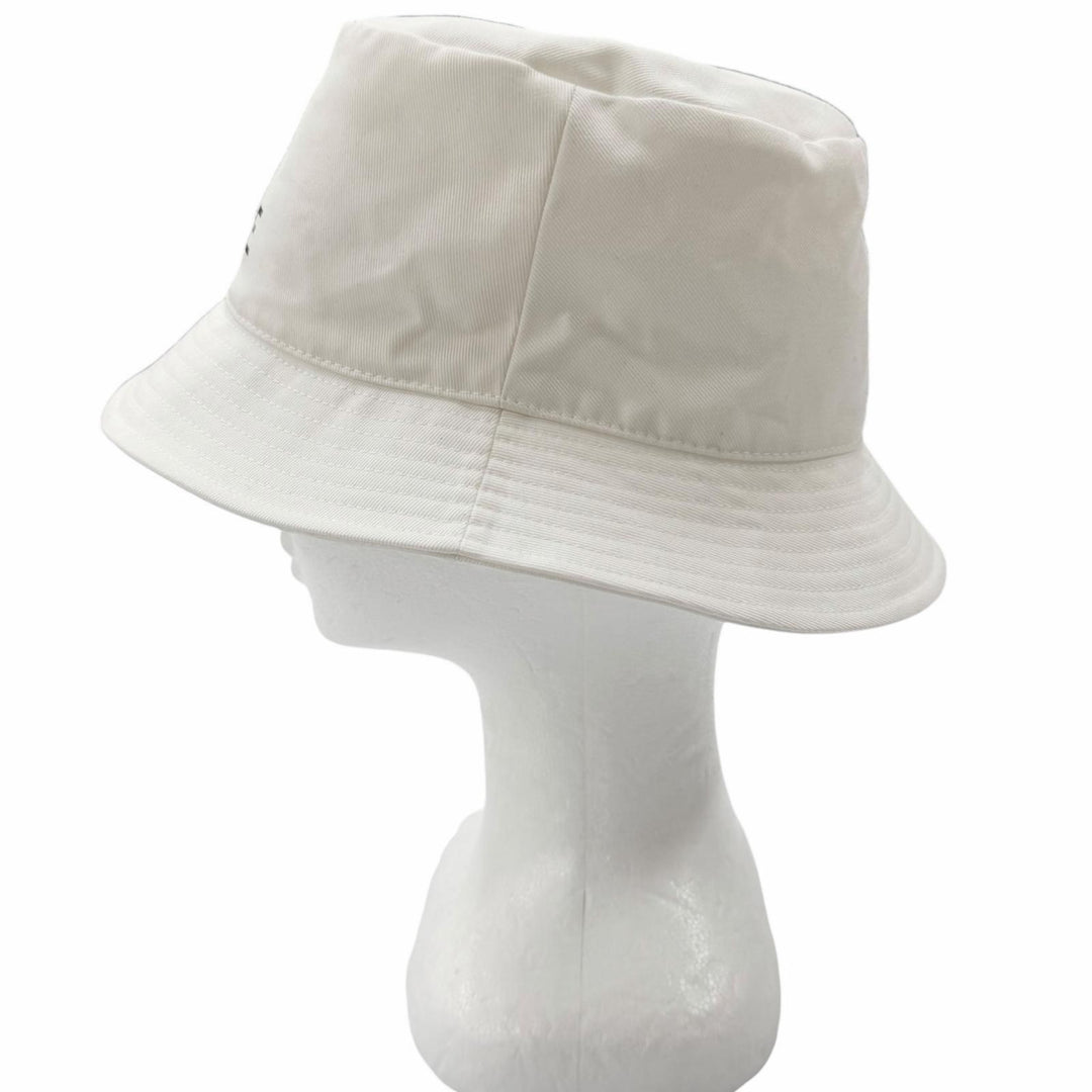 Excellent CELINE hat Logo print bucket hat white cotton mens