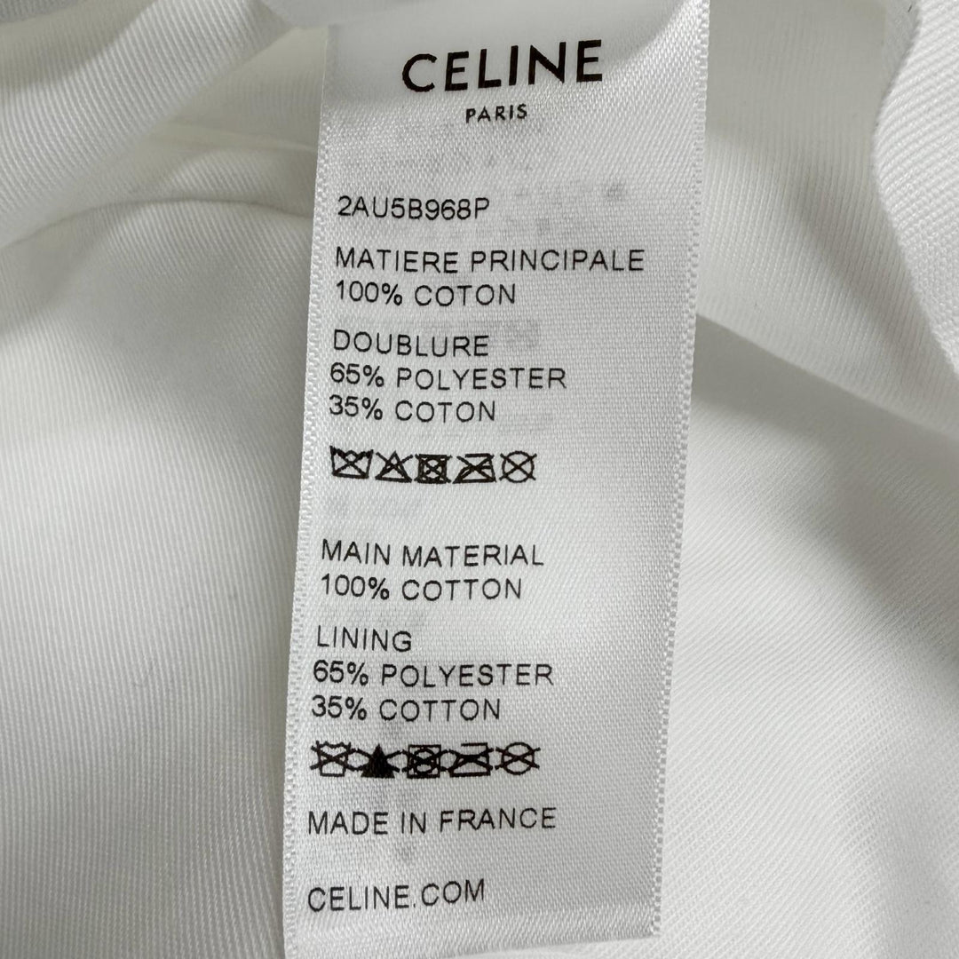 Excellent CELINE hat Logo print bucket hat white cotton mens