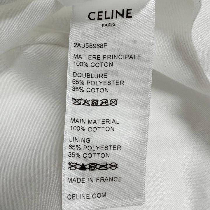 Excellent CELINE hat Logo print bucket hat white cotton mens