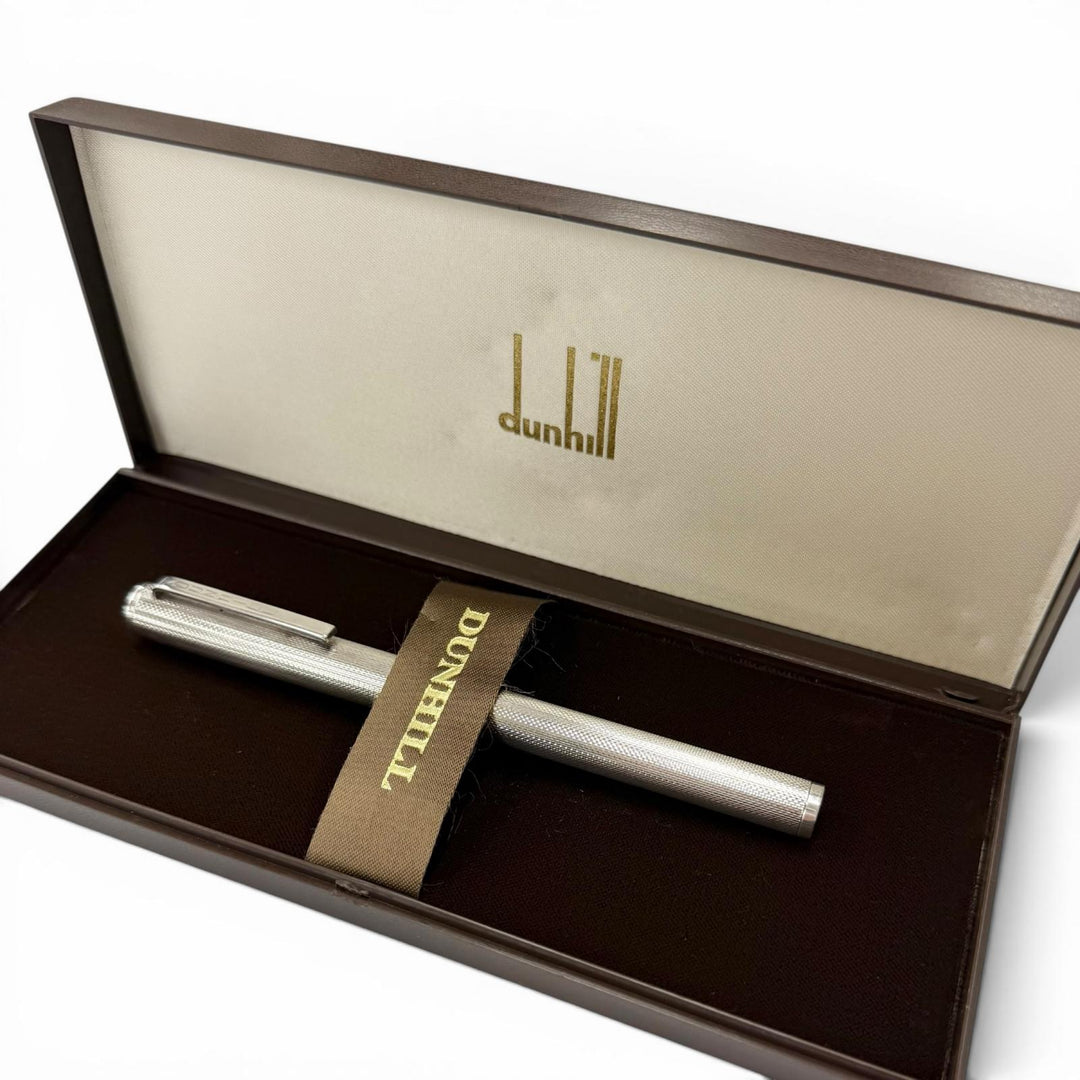 Great Dunhill fountain pen Barley pattern, cap type Silver 14K mens