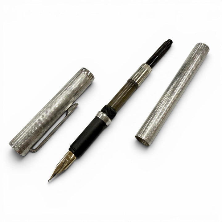 Great Dunhill fountain pen Barley pattern, cap type Silver 14K mens