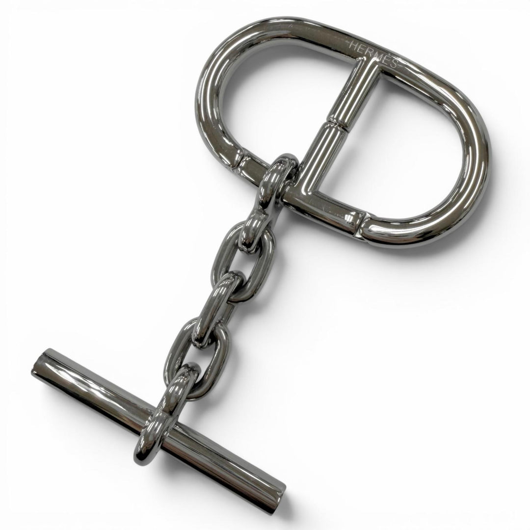 Excellent HERMES key ring Logo-emblazoned Chaine d'Ancre bag charm Silver