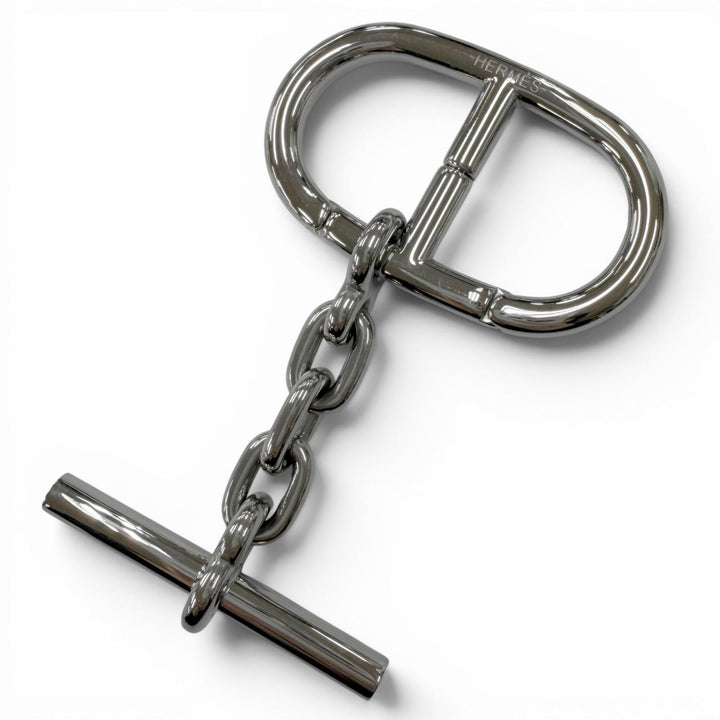 Excellent HERMES key ring Logo-emblazoned Chaine d'Ancre bag charm Silver