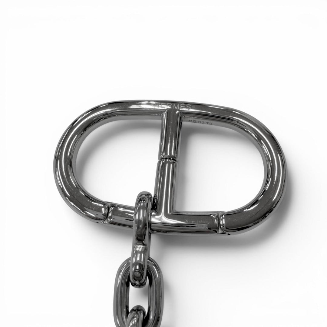 Excellent HERMES key ring Logo-emblazoned Chaine d'Ancre bag charm Silver