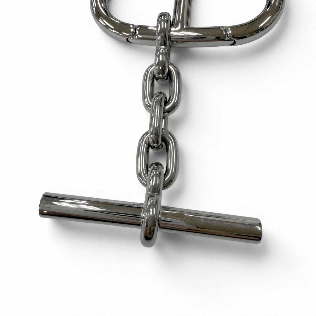 Excellent HERMES key ring Logo-emblazoned Chaine d'Ancre bag charm Silver