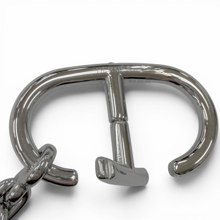 Excellent HERMES key ring Logo-emblazoned Chaine d'Ancre bag charm Silver