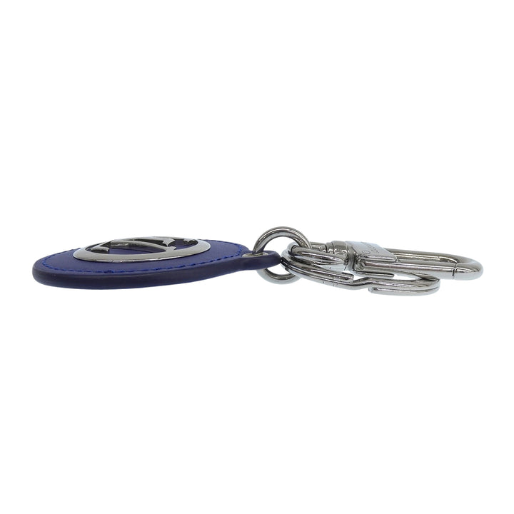 Excellent LOUIS VUITTON key ring Porte Cle LV Padded Circle blue leather M00744