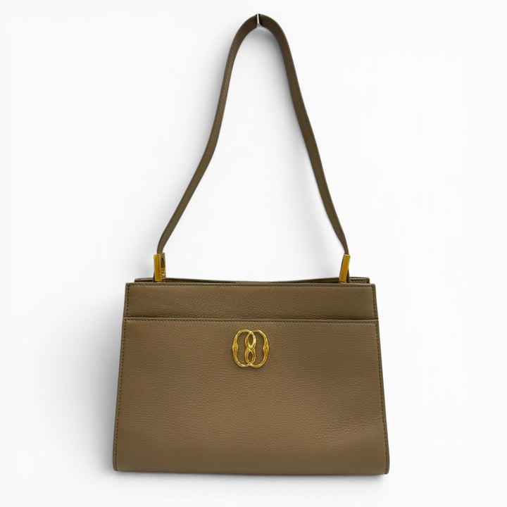 Excellent BALLY Shoulder Bag TRAPEZE SOFT Gold Metal Leather leather