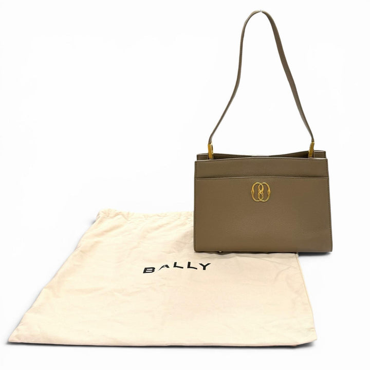 Excellent BALLY Shoulder Bag TRAPEZE SOFT Gold Metal Leather leather