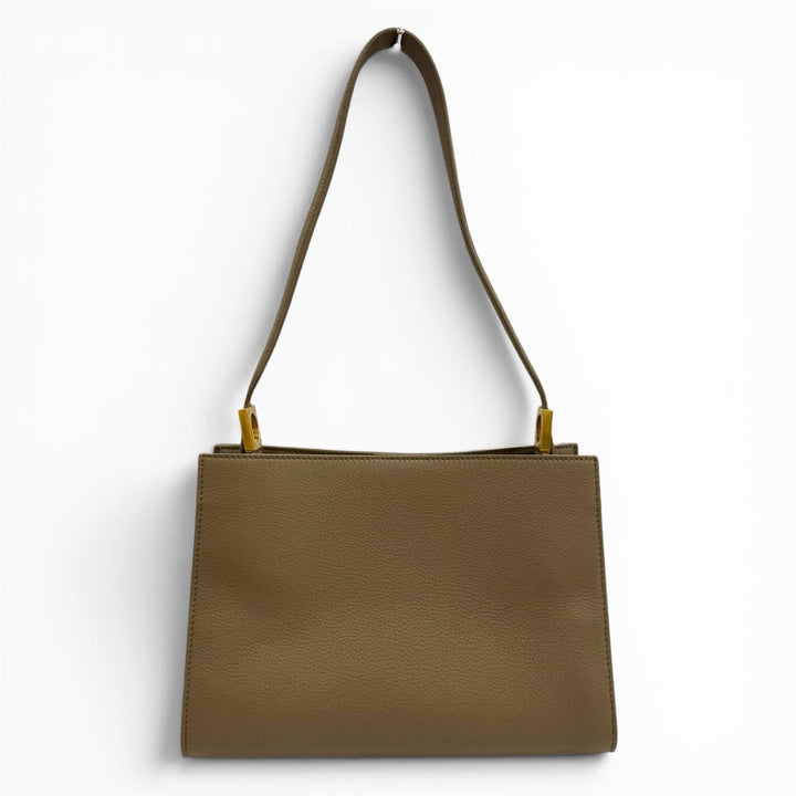 Excellent BALLY Shoulder Bag TRAPEZE SOFT Gold Metal Leather leather