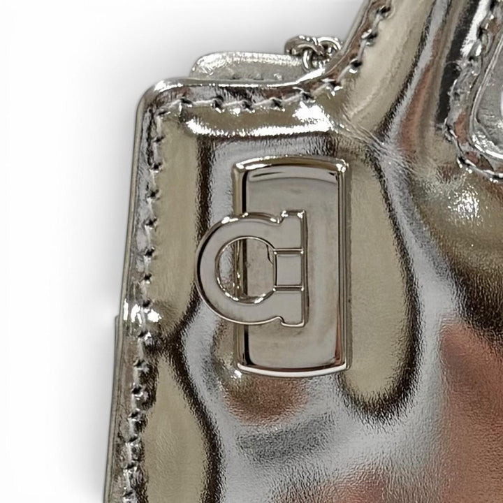 Excellent FERRAGAMO Shoulder Bag Wanda Mini Silver leather Women