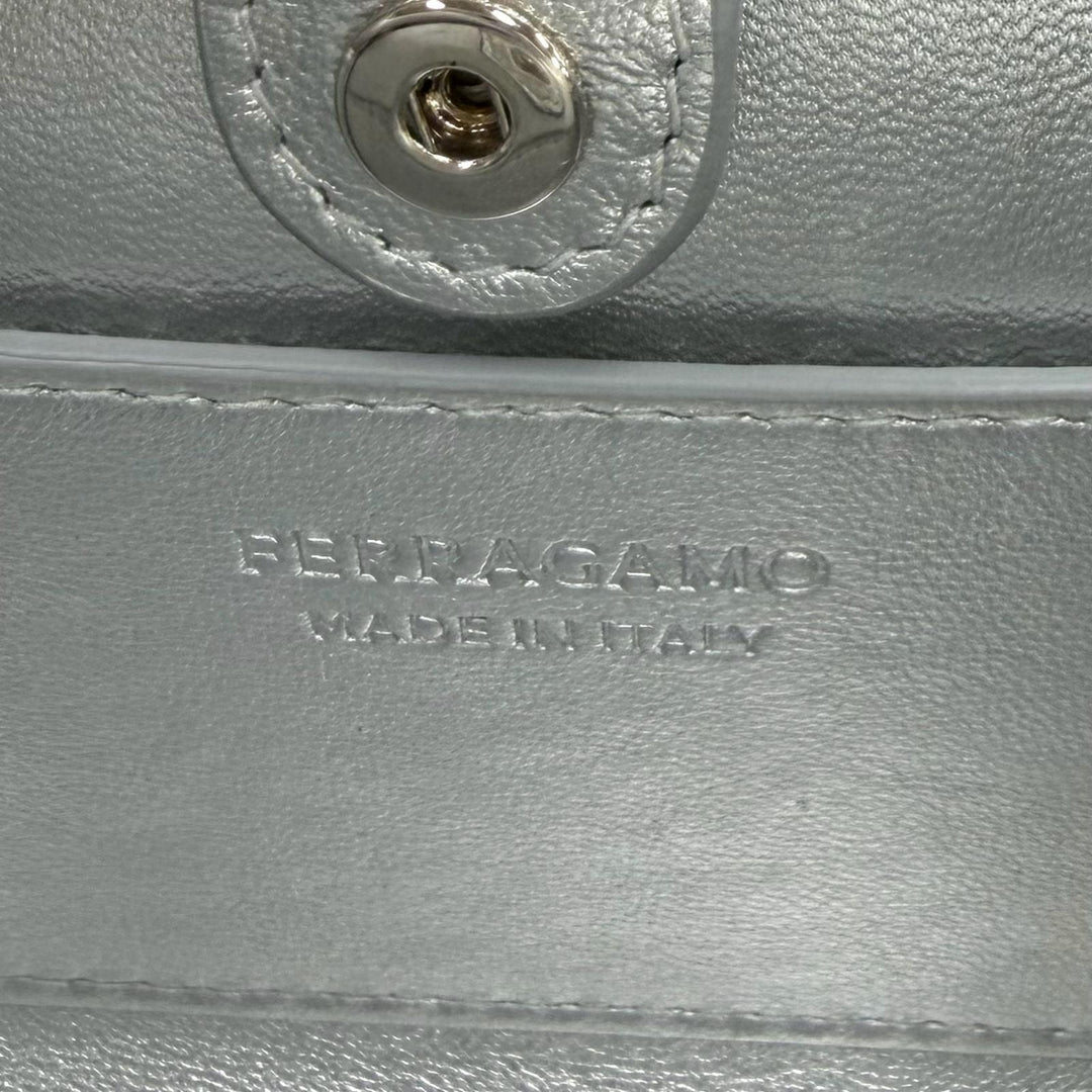 Excellent FERRAGAMO Shoulder Bag Wanda Mini Silver leather Women